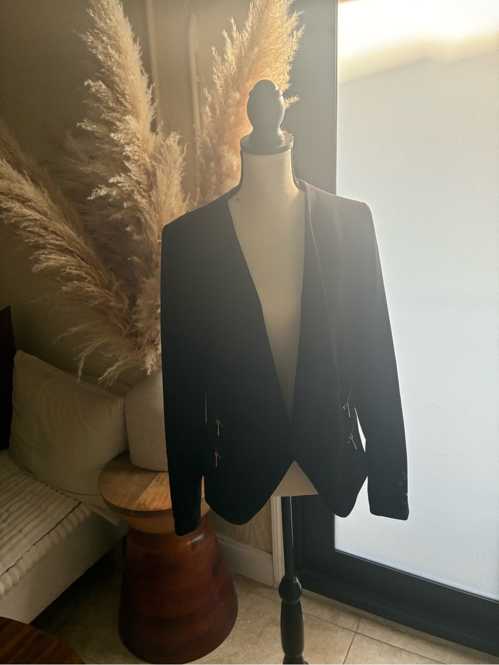 Calvin Klein Black Women's Tailored Blazer with Zip Accents